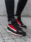 Men's casual sneakers - black/red T358