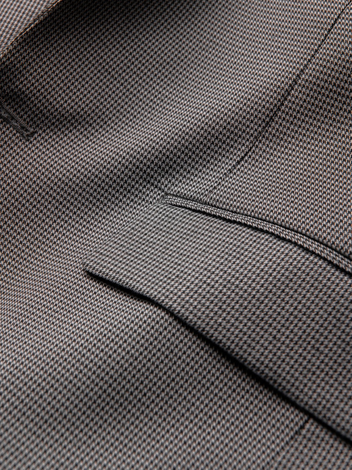 Marynarka męska casual w delikatną kratkę - szara V2 OM-BLZB-0116