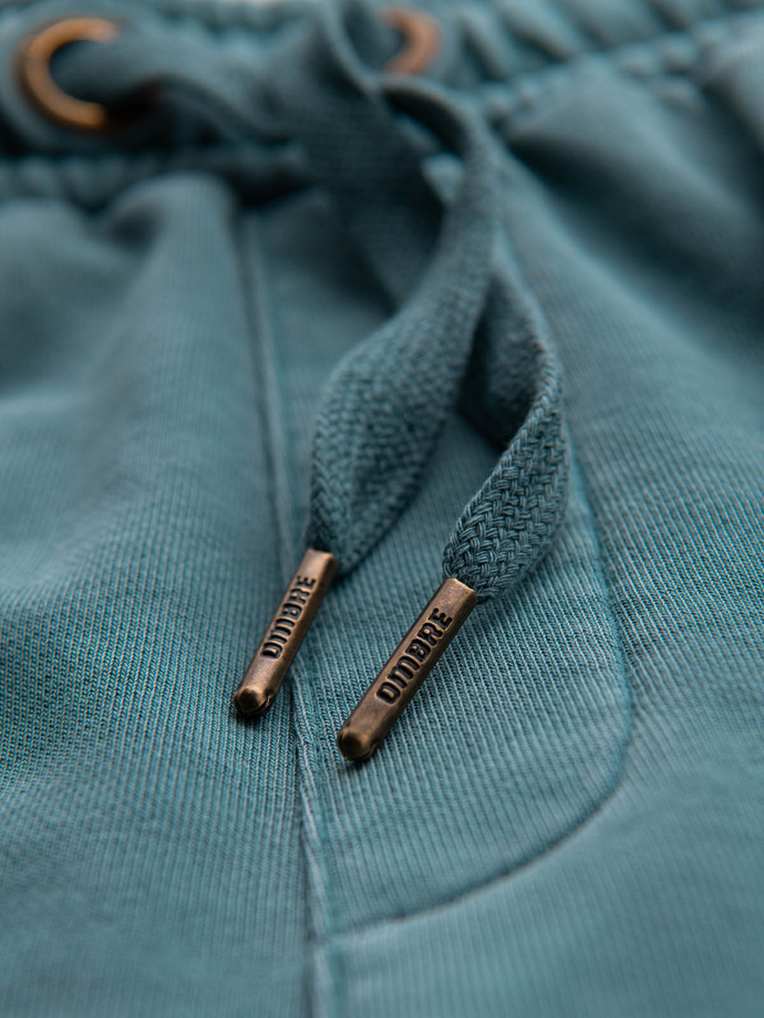 Męskie krótkie spodenki dresowe RELAXED FIT w stylu athleisure – turkusowe V1 OM-SRWS-0122