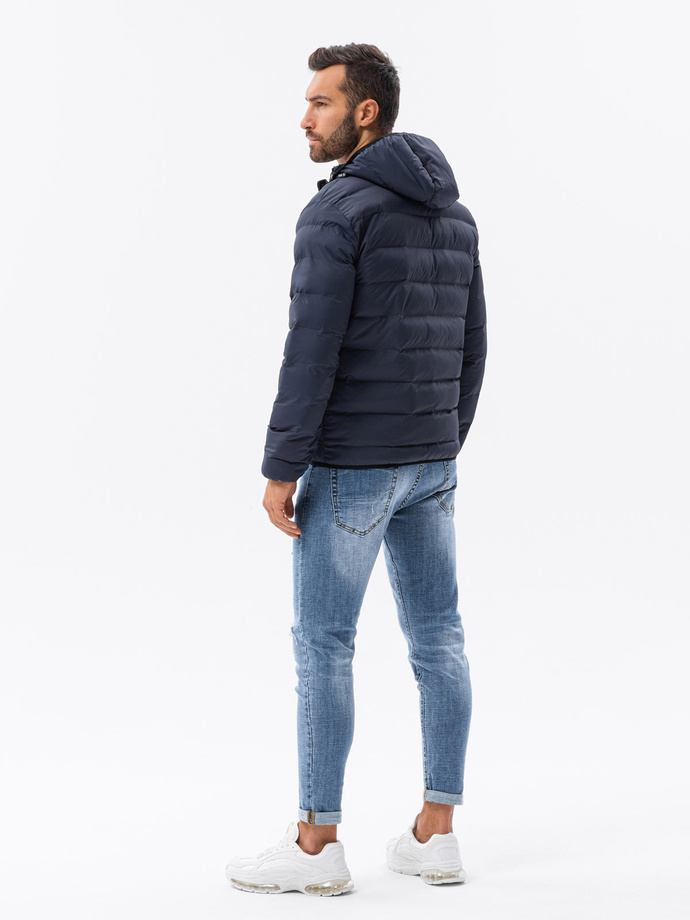 Men's mid-season quilted jacket - dark grey C451