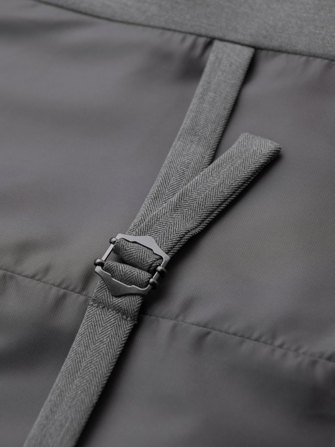 Elegancka męska kamizelka w jodełkę SLIM FIT  - szara V1 OM-BLZV-0143