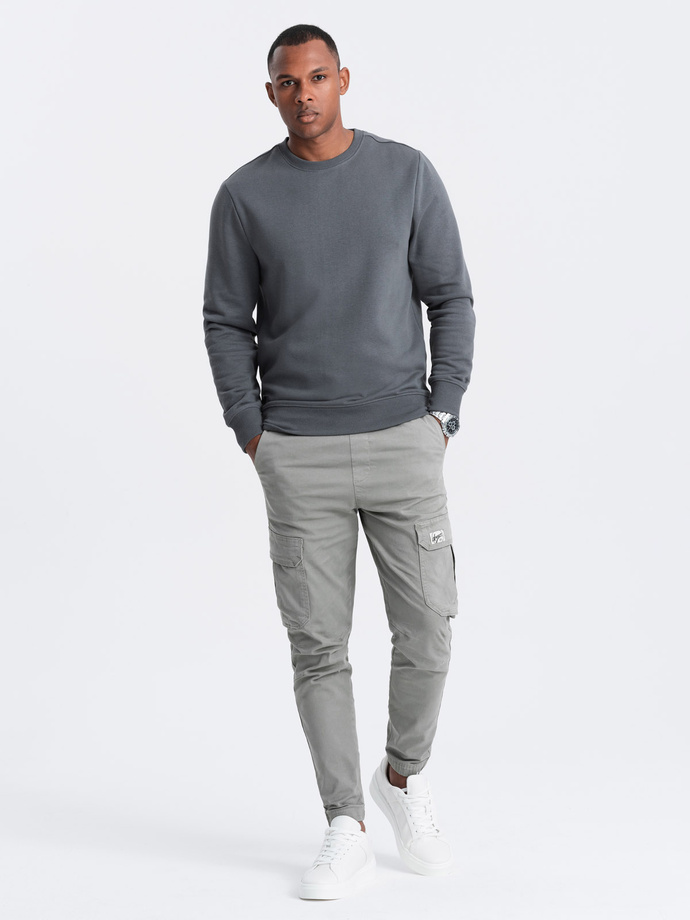 BASIC men's non-stretch cotton sweatshirt - graphite V11 OM-SSBN-0159