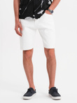 Men's denim shorts with a classic cut - white V1 OM-SRDS-0171