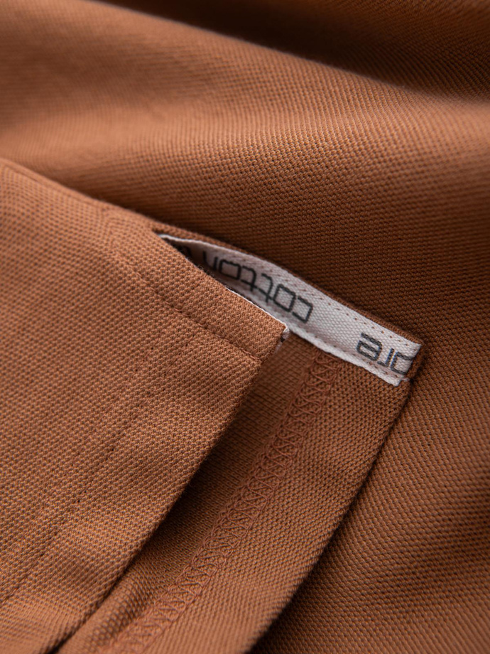 Men's BASIC single color pique knit polo shirt - brown V23 OM-POBS-0100