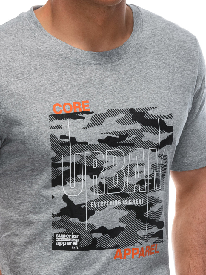 T-shirt męski z nadrukiem S1951 - szary