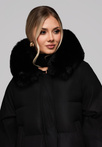 Women's long jacket with fur OW-JALJ-0107 v2 - black