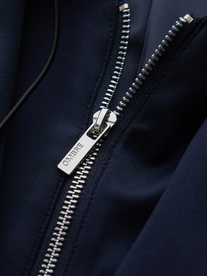 Men's blazer with detachable underlining and hood - navy blue V2 OM-BLZB-0126