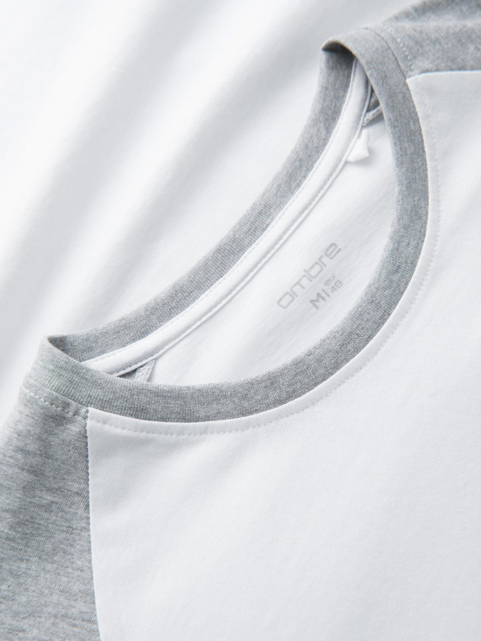 Men's longsleeve with raglan contrast sleeves - white and gray V5 OM-LSCL-0105