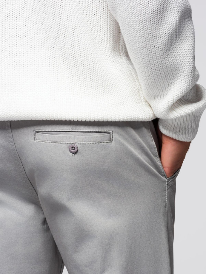 Men's chino pants with decorative waistband - gray V6 OM-PACP-0118