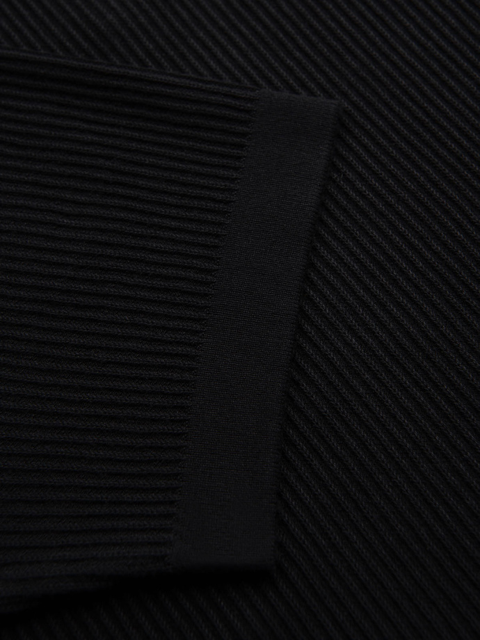 Męska koszulka polo bez guzików z otwartym kołnierzykiem – czarna V2 OM-POSS-0160