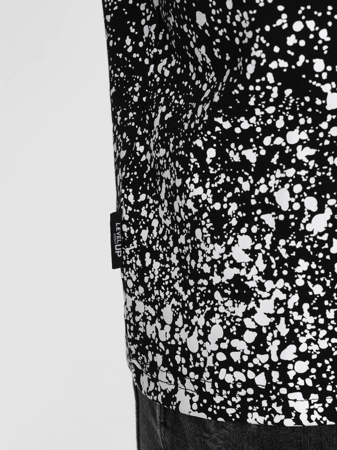 Męski t-shirt bawełniany z gradientowym nadrukiem - czarny V2 OM-TSPT-22SS-001