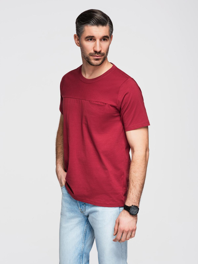 LOOSE FIT men's t-shirt with pocket - red V3 OM-TSCT-0171