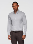 Men's SLIM FIT shirt in decorative fabric - gray V2 OM-SHCS-0175