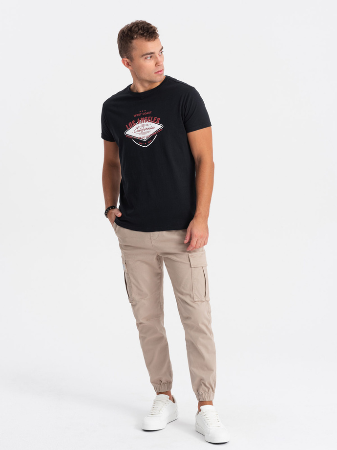 Men's printed cotton t-shirt - black V3 S1733