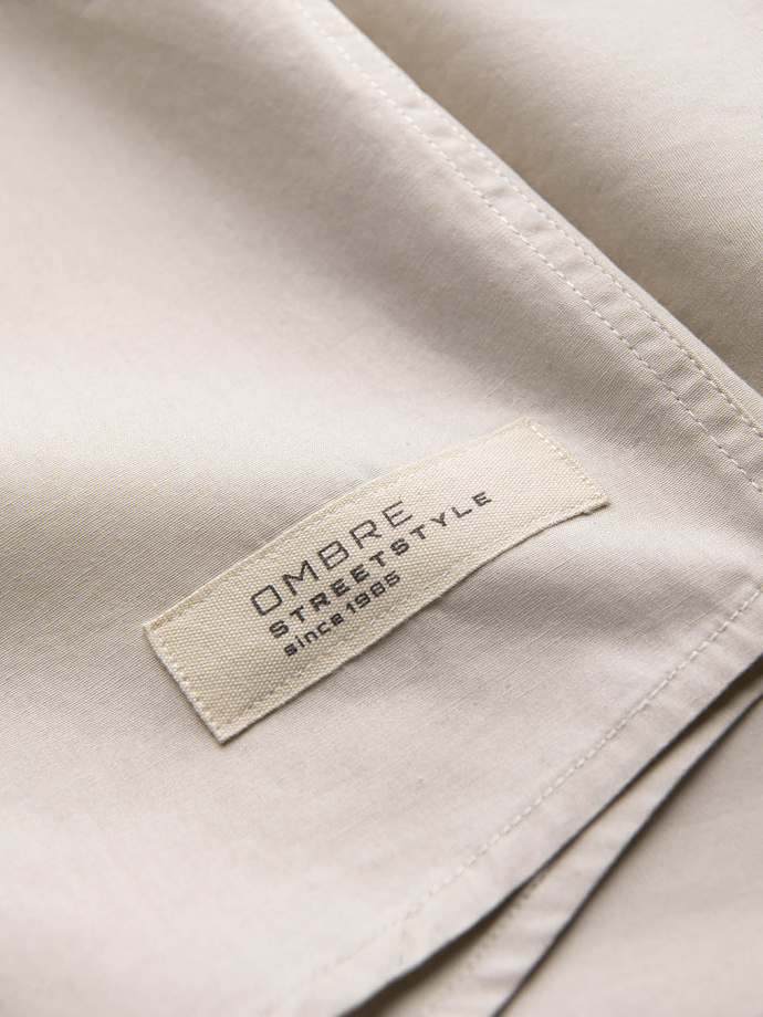 Men's short sleeve shirt with Cuban collar - cream V7 OM-SHSS-0168