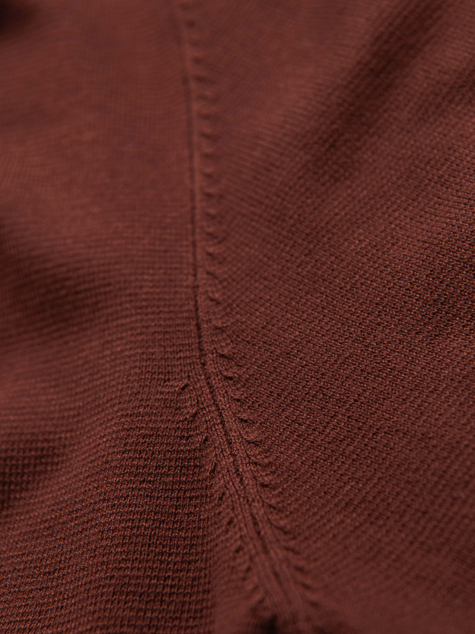 Men's sweater with round neckline in stretch knit with classic weave - maroon V4 OM-SWSW-0183