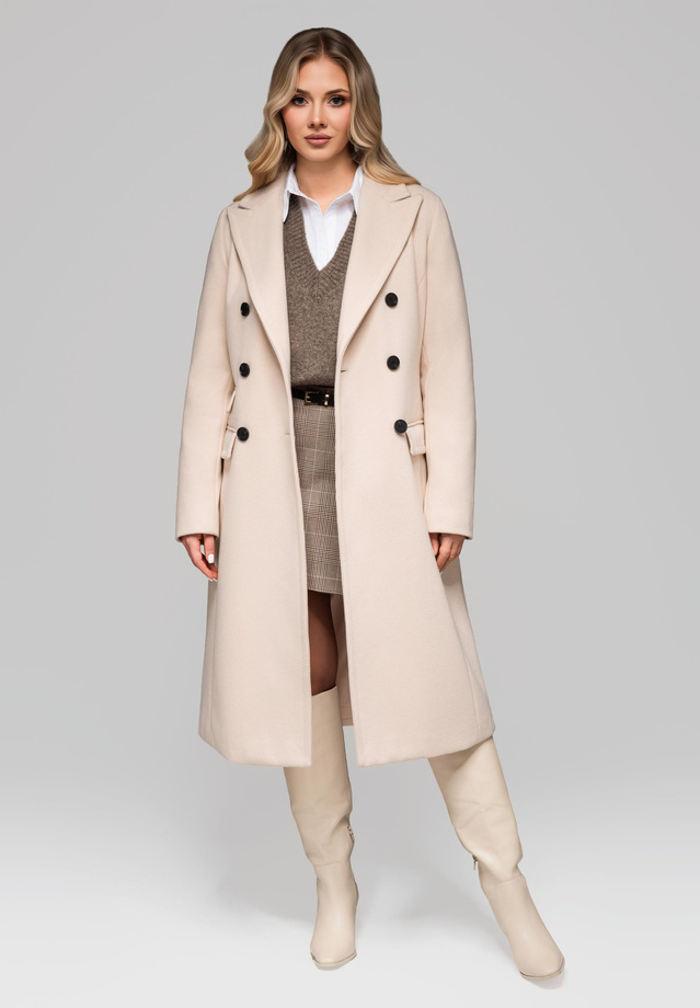 Women's double-breasted fitted coat LARICA OW-COLC-0108 v3 - beige