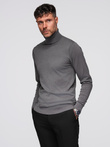 One color men's knitted turtleneck with viscose - grey melange V2 OM-SWTN-0101 
