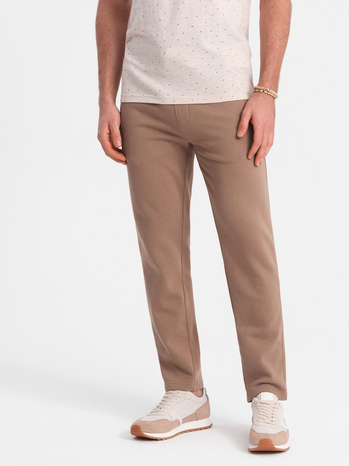 Men's sweatpants with unlined leg - brown V2 OM-PABS-0206