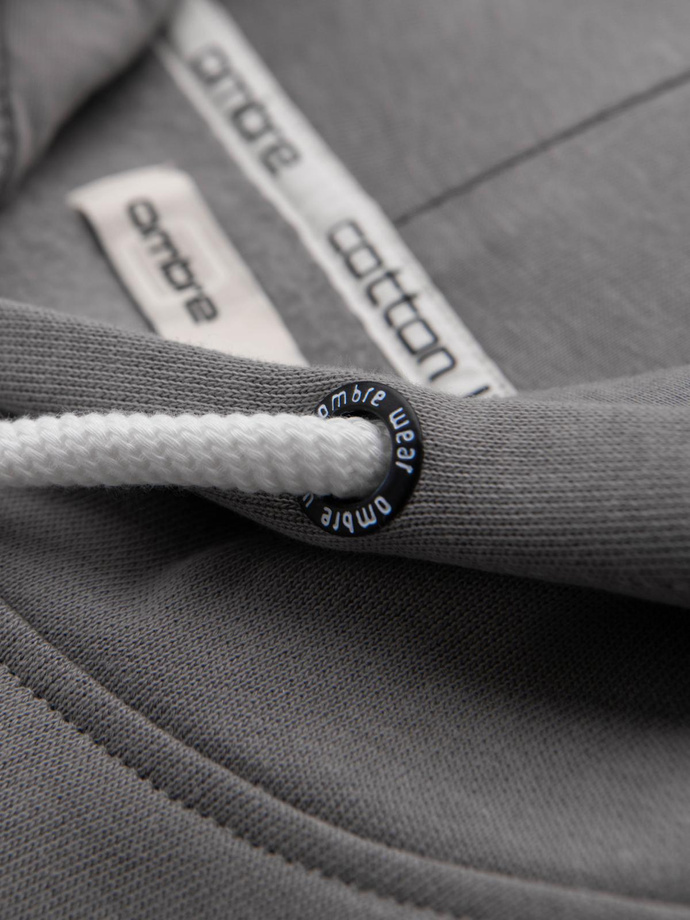 Men's kangaroo hooded sweatshirt - gray V8 OM-SSBN-0177