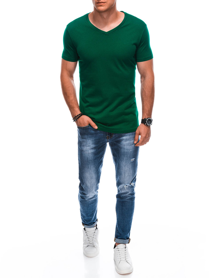 Men's basic V-neck t-shirt EM-TSBS-0101 - green V11