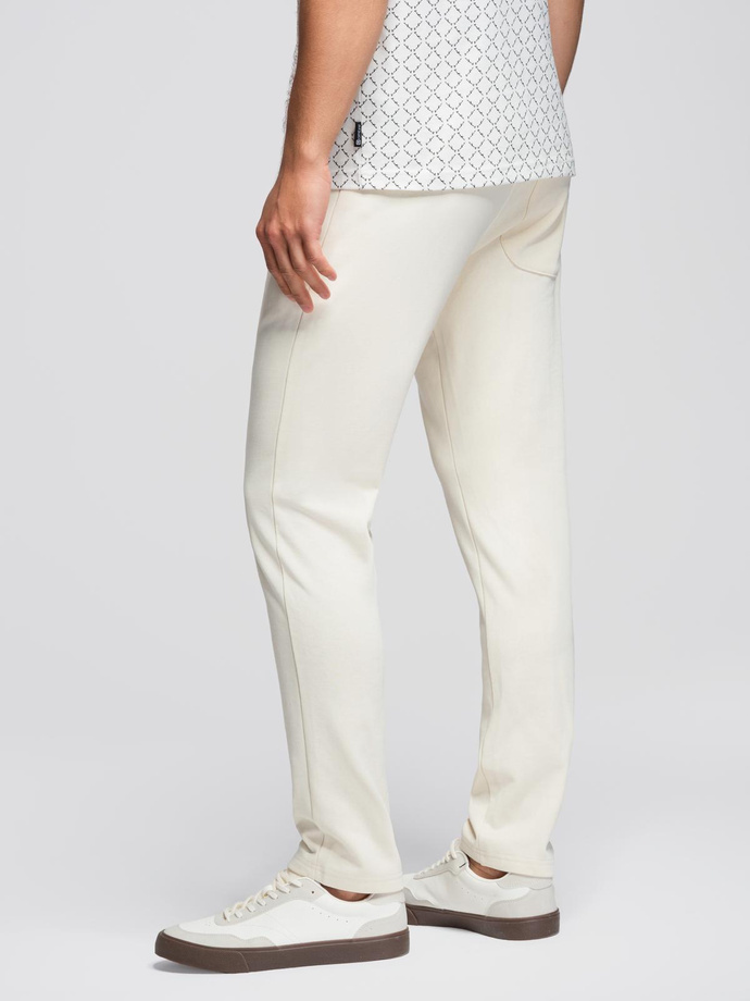 Men's sweatpants with unlined leg - cream V11 OM-PABS-0206