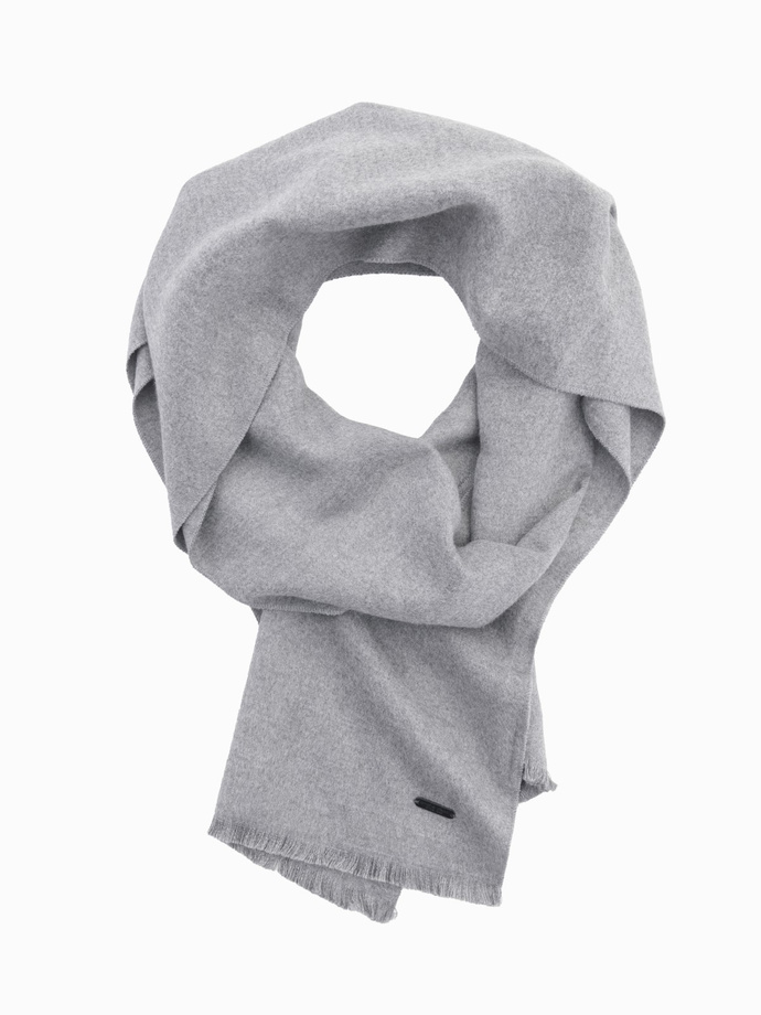 Men's monochrome fringed scarf - grey V3 OM-ACSF-0116