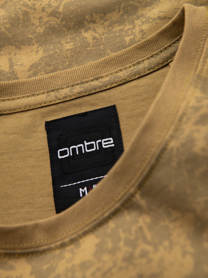 Men's patterned cotton short-sleeved T-shirt - olive V3 OM-TSFP-0223