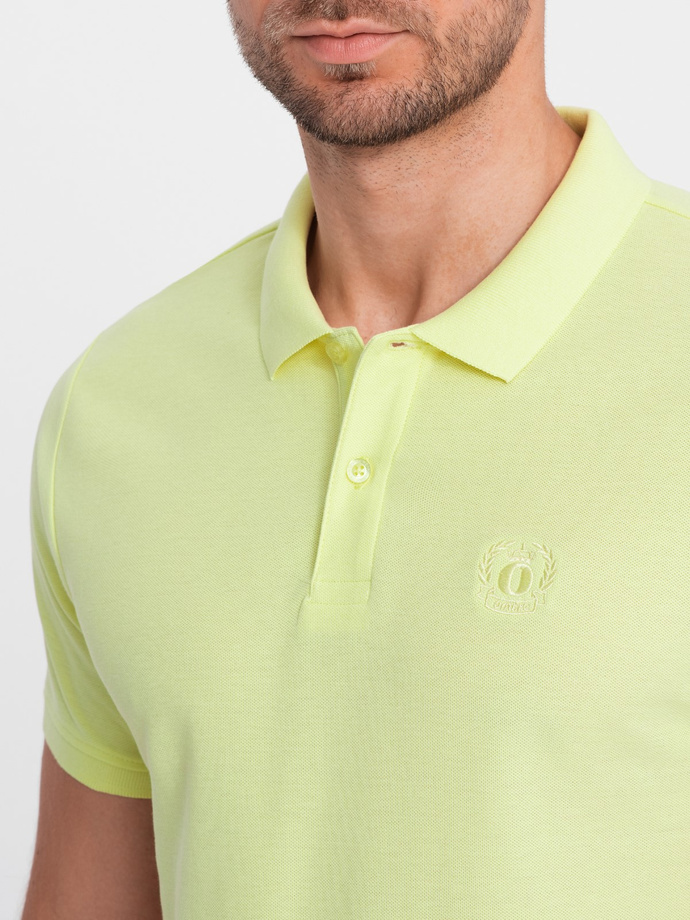 Men's pique knit polo shirt - lime green V15 S1374