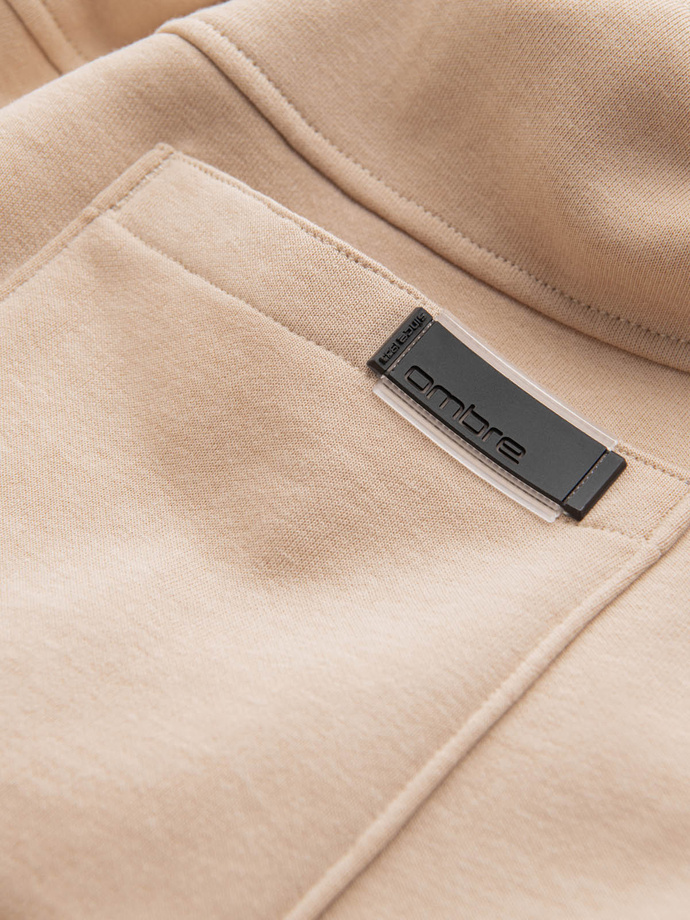 Men's BASIC cotton jogger sweatpants - beige V6 OM-PABS-0174