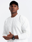 Men's RELAXED FIT sweatshirt with embossed letters - ecru V2 OM-SSNZ-0164