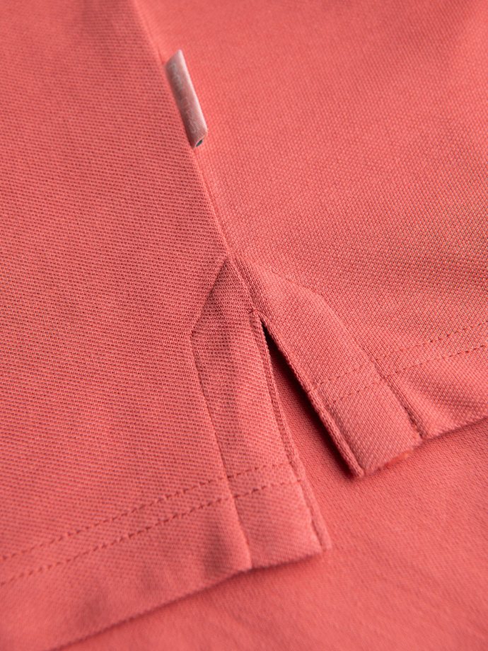 Koszulka polo z bawełnianej dzianiny pique – koralowa V6 OM-POSS-0103