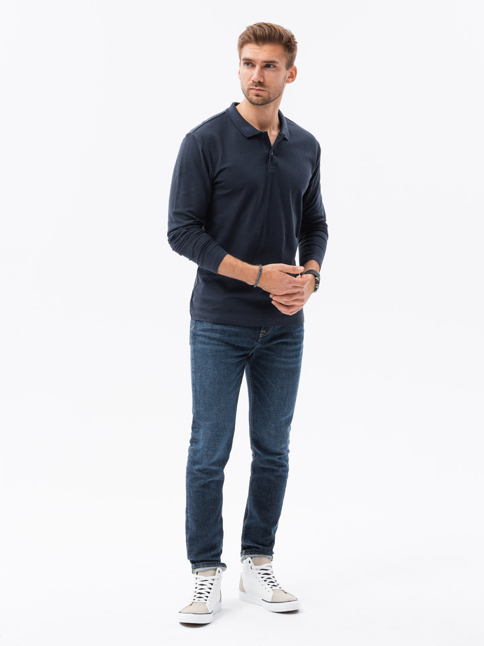Men's plain longsleeve L132 - navy V3