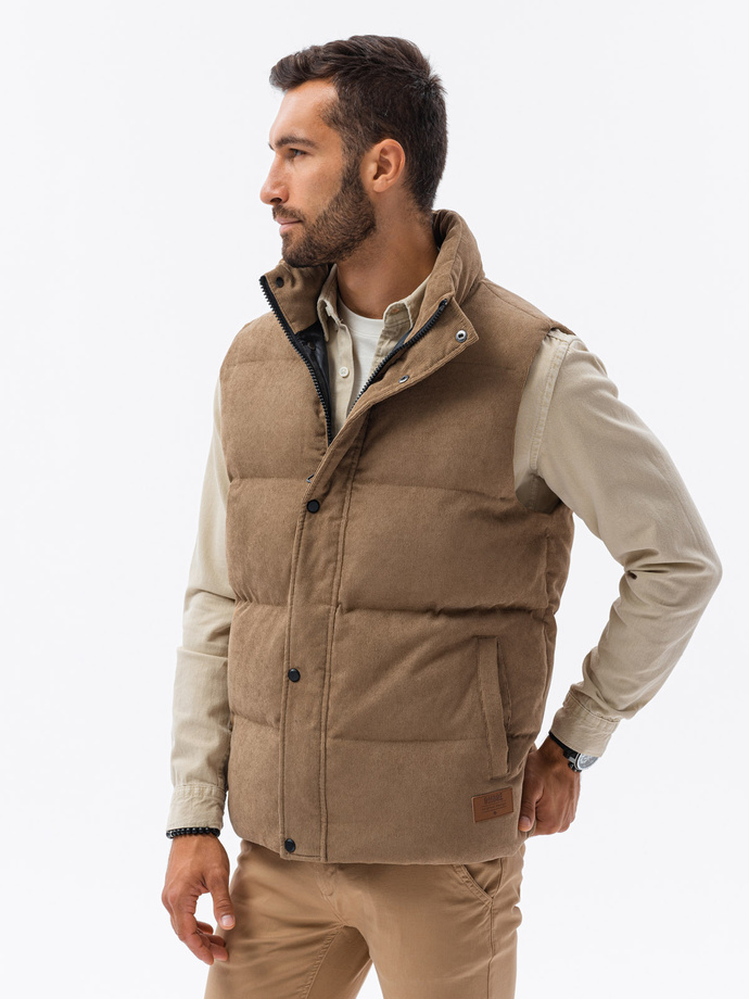 Men's quilted vest - light brown V57