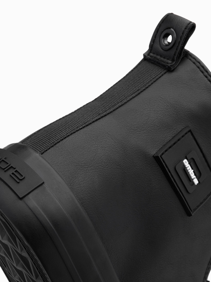 Męskie buty wysokie trampki z ozdobnym noskiem – czarne V1 OM-FOTH-0157