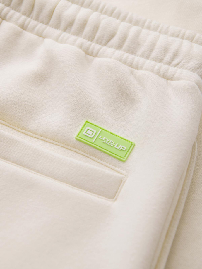 Szorty dresowe unisex ze ściągaczem w pasie – kremowe V2 OU-SRBC-0101