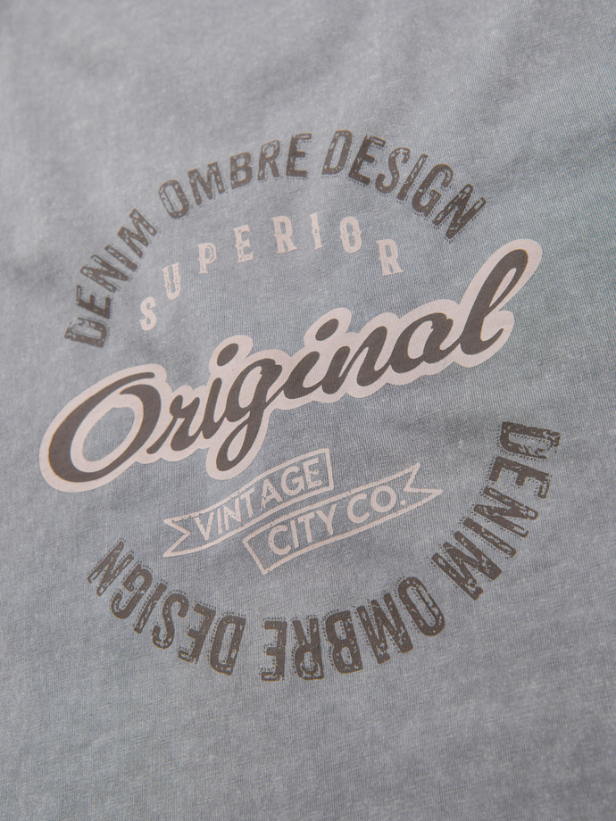 Cotton t-shirt printed on chest and back - gray V1 OM-TSWT-0201