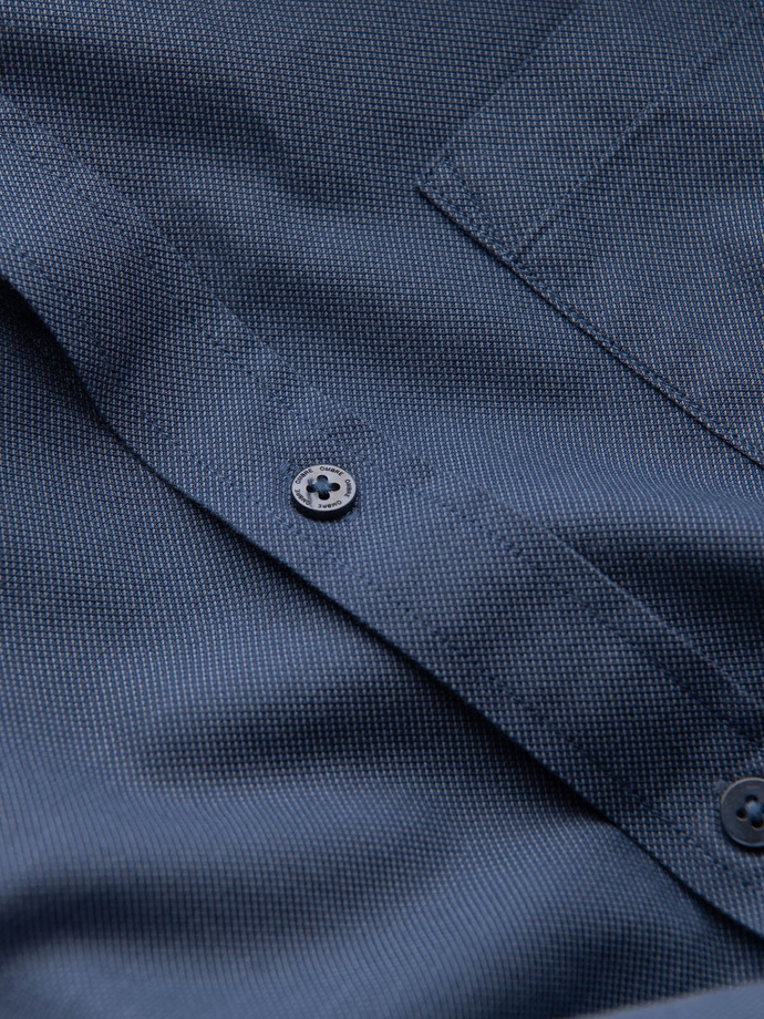 Men's cotton shirt with pocket REGULAR FIT - blue V3 OM-SHCS-0147