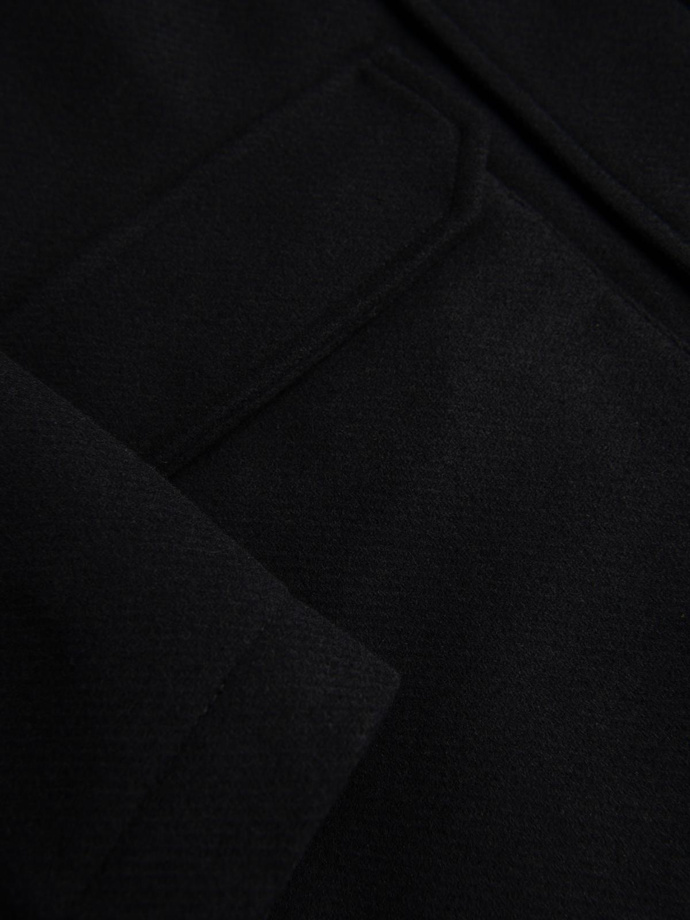 Płaszcz męski parka z wełną i kapturem - czarny V1 OM-COWC-0132