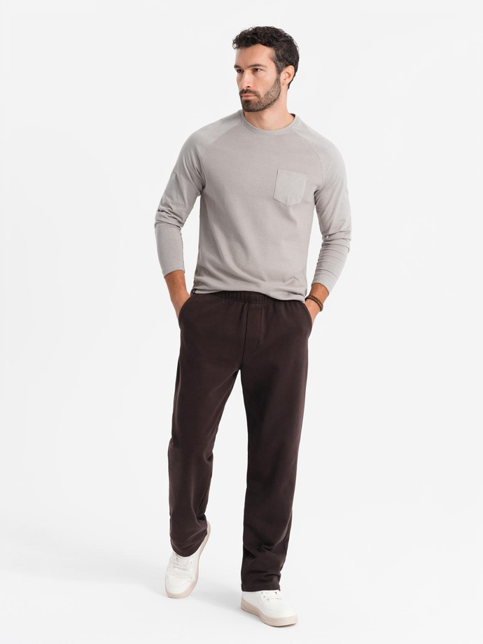 Men's longsleeve with "waffle" texture - ash V7 OM-LSCL-0109