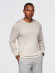 Men's sweater with round neckline in stretch knit with classic weave - beige V3 OM-SWSW-0183