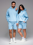 UNISEX sweatshirt set hoodie + athleisure shorts - blue V8 Z110