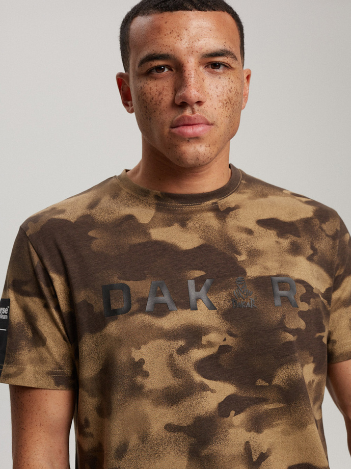 Men's printed T-shirt DKR D 0723 S1825 - khaki