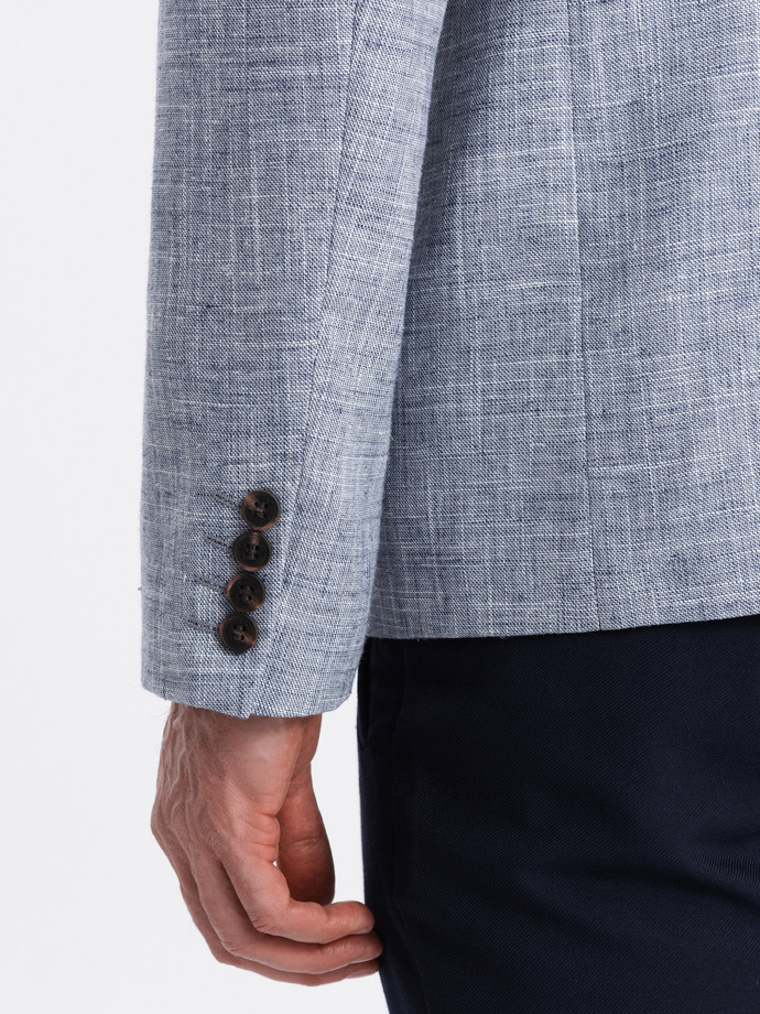 Men's REGULAR cut jacket with linen - light blue V3 OM-BLZB-0128