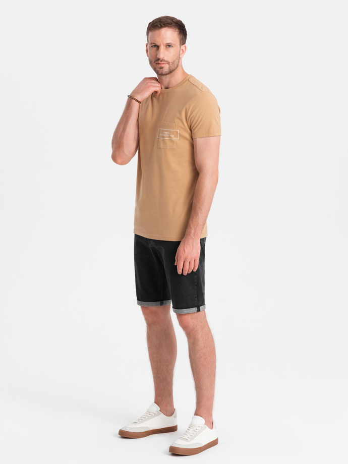 Men's denim shorts with rolled up legs - black V4 OM-SRDS-0134