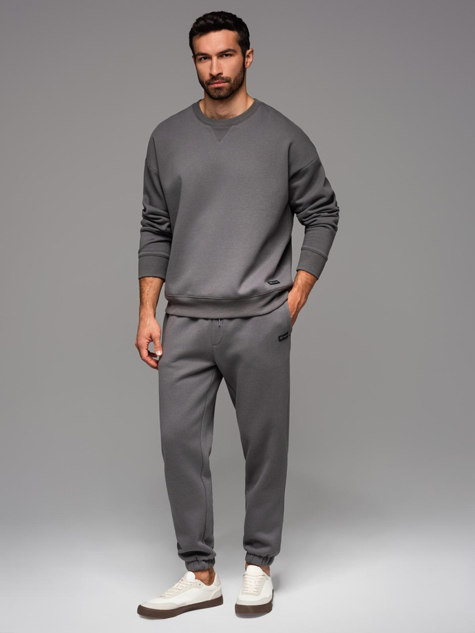 UNISEX tracksuit set in athleisure style with pants and sweatshirt - grey V18 Z109