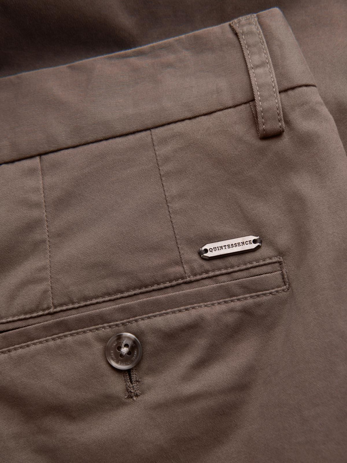 Jednolite spodnie męskie chino SLIM FIT – brązowe V1 OM-PACP-0183