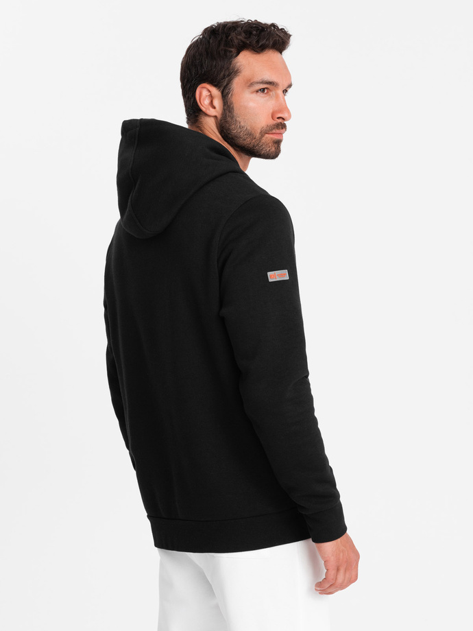Men's hoodie with zippered pocket - black V4 OM-SSNZ-22FW-006
