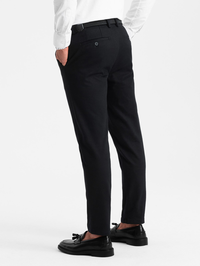 Spodnie męskie chino SLIM FIT z delikatną teksturą - czarne V5 OM-PACP-0190