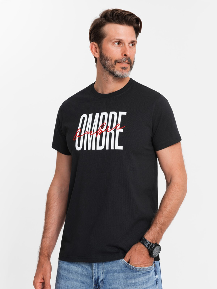 Men's cotton t-shirt with double logo - black V2 OM-TSPT-0210